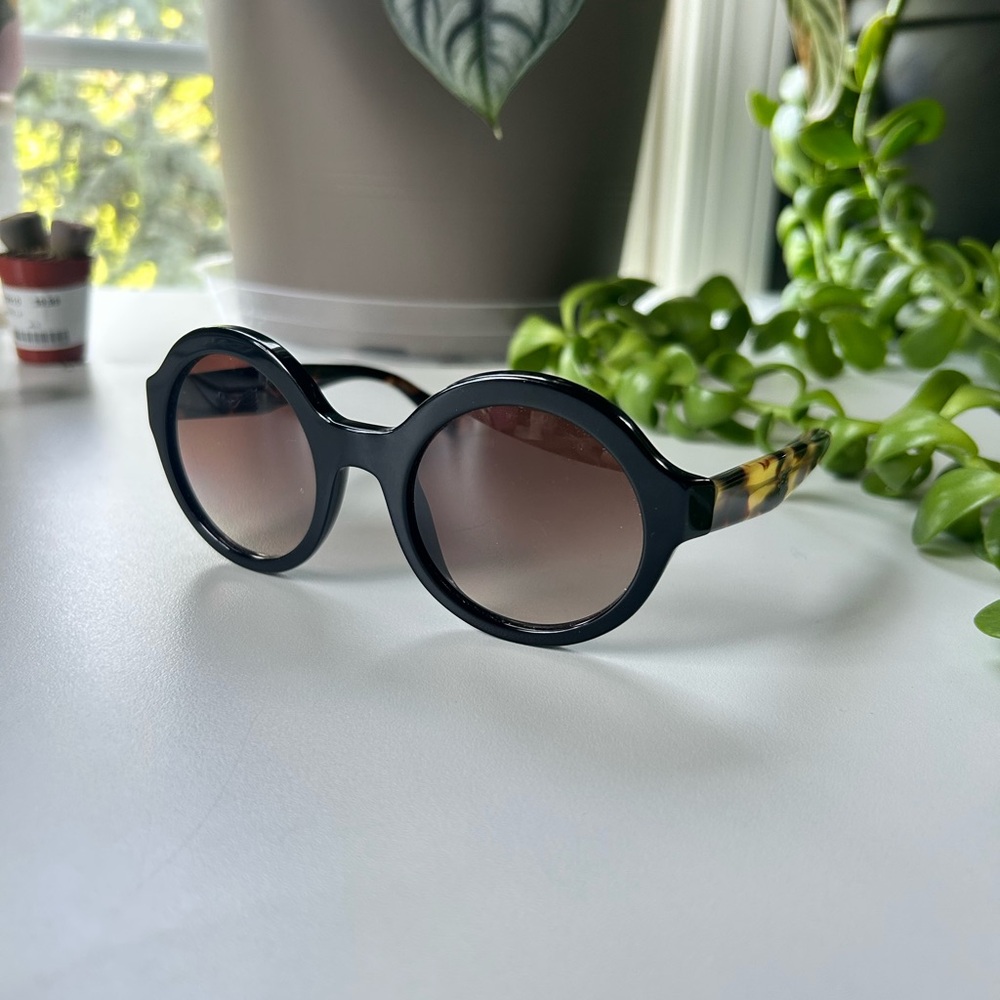 Prada Black and Brown Round Glasses